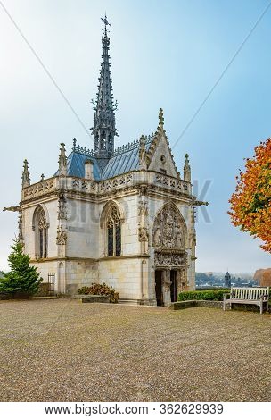 Amboise, France - November 15, 20118: The St Hubert Chapel On The Terrace Of The Royal Castle Of Amb