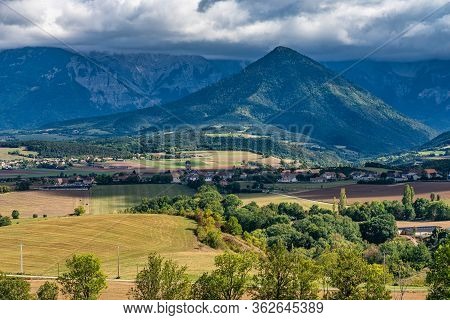 Scenic View On The Trieves Valley With The Vercors Mountain Range Near Bourg Saint Maurice Village F