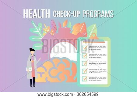 Health Check Up Checklist Medical Services, Annual Check Up, Preventive Examination, Stethoscope Vec