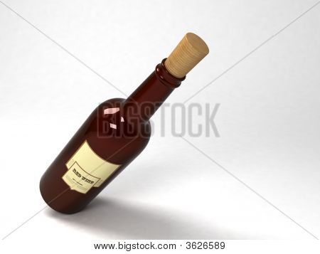 Three Dimensional Wine Bottle Closed With A Cork