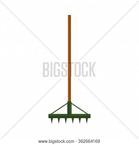 Vector silhouette rake for the garden on a white background. For agriculture and caring for plants and vegetables. Flat design illustration of objects without fill. Vector and stock illustration.