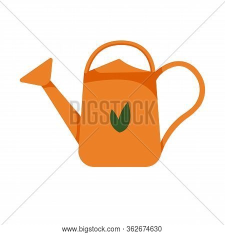Vector silhouette of a watering can for the garden on a white background. For agriculture and watering plants and vegetables. Flat design objects without fill. Vector and stock illustration.