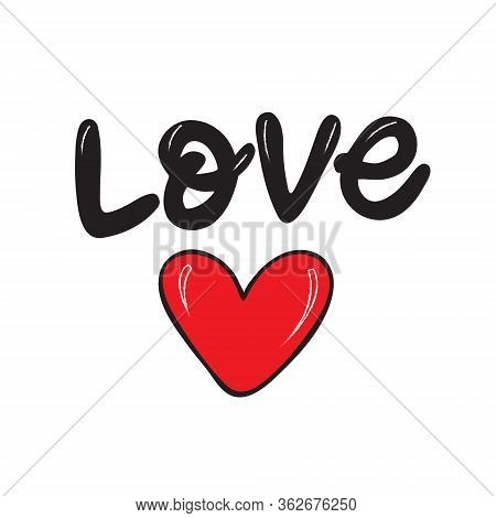 Hand Drawn Lettering Love On White Background