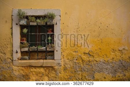 A Window In An Old Historic Building In The Hill Village Of Stanjel In The Komen Municipality Of Pri