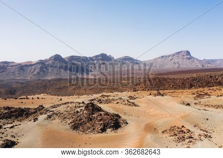 Mars The Red Planets Desert Landscape. Teide National Park. Beautiful View Of The Teide Volcano. Des