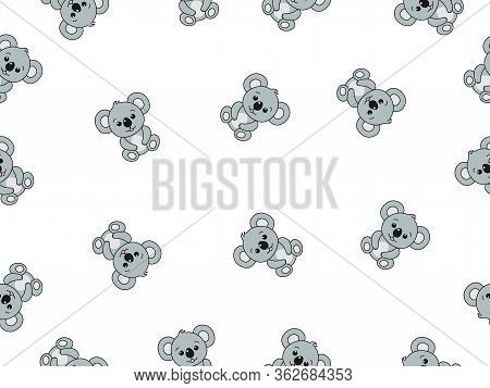 Seamless Pattern With Coala. Vector Cartoon Coala Isolated On White Background. Cartoon Doodle Cute 