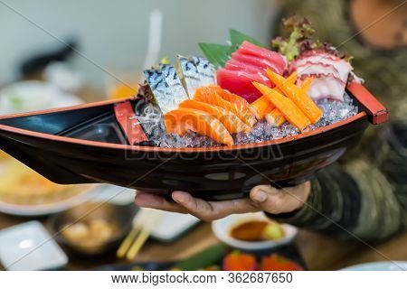 Japanese Foods Sashimi (raw Sliced Fish, Japan Of Raw Fresh Fish Fillet (sashimi)  , Assorted Japane