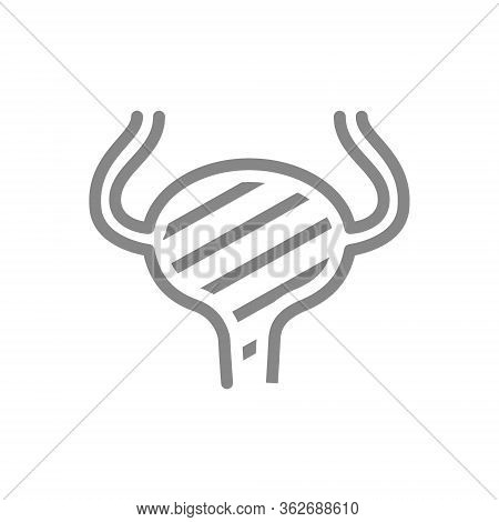 Sore Urinary Bladder Line Icon. Cystitis, Urinary Retention, Infected Organ Symbol