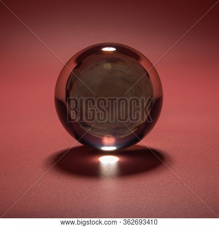 Seashell In A Glass Ball On A Pink Background
