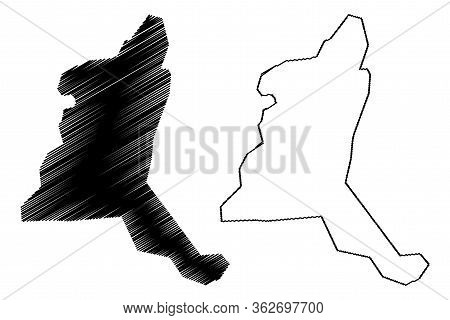 Karaganda City (republic Of Kazakhstan) Map Vector Illustration, Scribble Sketch City Of Qaraghandy 