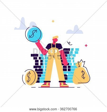 Finances Management. Budget Assessment, Financial Literacy, Accounting Idea. Financier With Cash, Ec