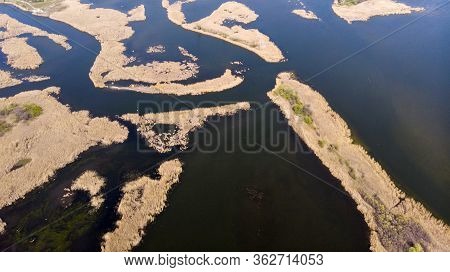 Drone Shooting Directly Above The Islands And River Delta.