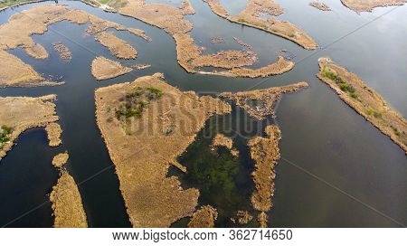 Drone Shooting Directly Above The Islands And River Delta.