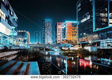 A Street Built Along The River, The Famous Water Street, Ningbo, China.