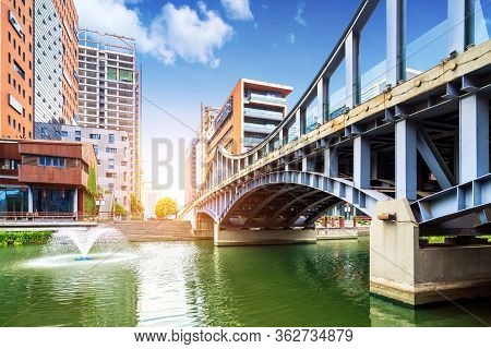 A Street Built Along The River, The Famous Water Street, Ningbo, China.