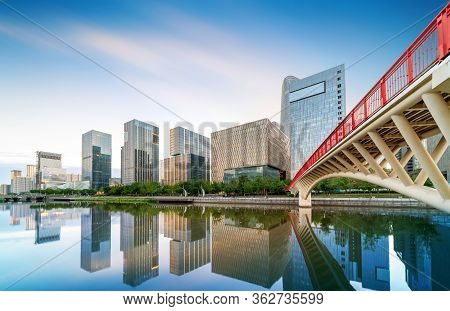 Modern City Buildings And City Skyline In Ningbo, China