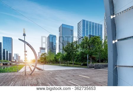 Modern City Buildings And City Skyline In Ningbo, China