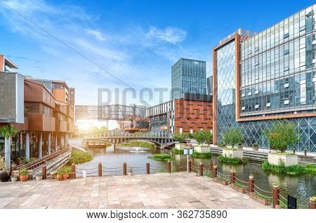 A Street Built Along The River, The Famous Water Street, Ningbo, China.