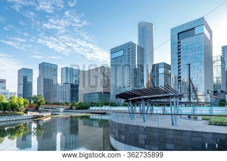 Modern City Buildings And City Skyline In Ningbo, China