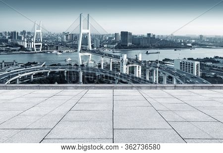Beautiful Nanpu Bridge, Crossing The Huangpu River, Shanghai, China.