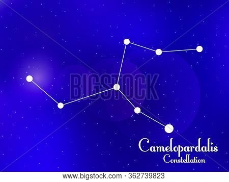 Camelopardalis Constellation. Starry Night Sky. Cluster Of Stars, Galaxy. Deep Space. Vector Illustr