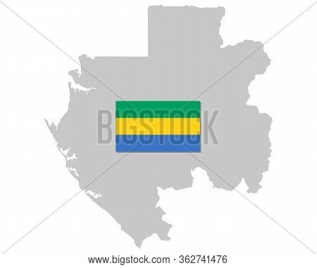 Detailed And Accurate Illustration Of Flag And Map Of Gabon