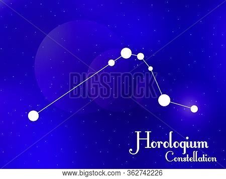 Horologium Constellation. Starry Night Sky. Cluster Of Stars, Galaxy. Deep Space. Vector Illustratio