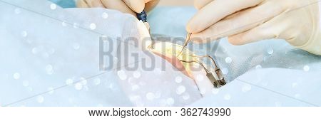 People At Hospital Background. Blue Medical Backdrop. Healthcare Support. Cardiology Sick Patient. O