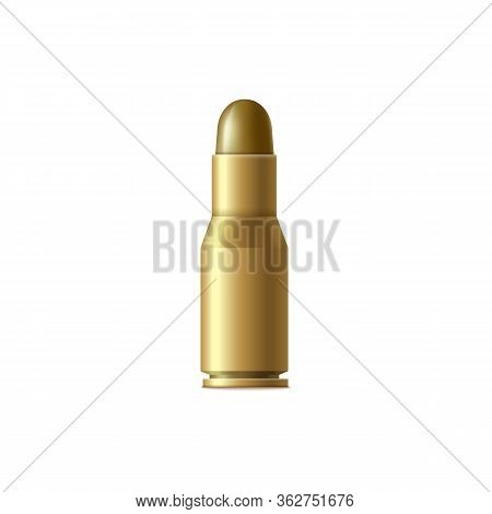 Military Rifle Bullet From Side View Isolated On White Background