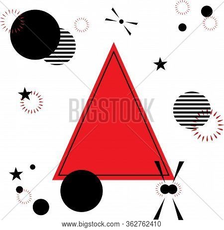 Abstract Illustration With Geometric Shapes. Red Triangle In The Center.