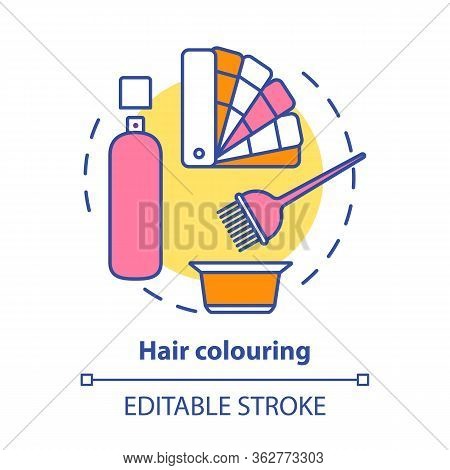 Hair Colouring Concept Icon. Hair Highlighting And Dyeing, Hairdo. Hairstyling Idea Thin Line Illust