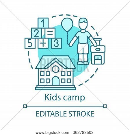 Kids, Children Camp Concept Icon. Summer Club, Community Idea Thin Line Illustration. Child Holiday 