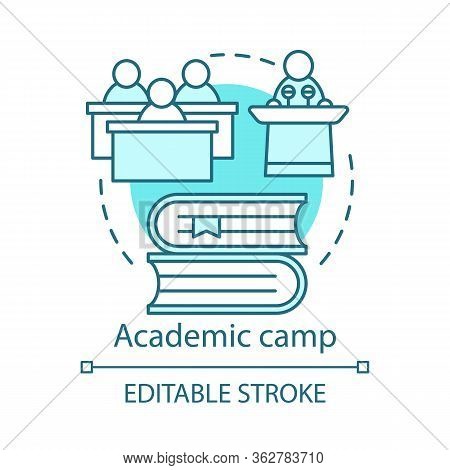Academic Camp Concept Icon. Knowledge, Educational Club, Community Thin Line Illustration. Sharing L