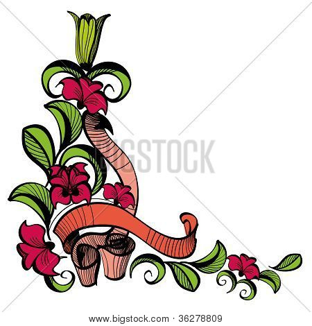 Abstrakti kukka Retro koru kukkia ja nauhat