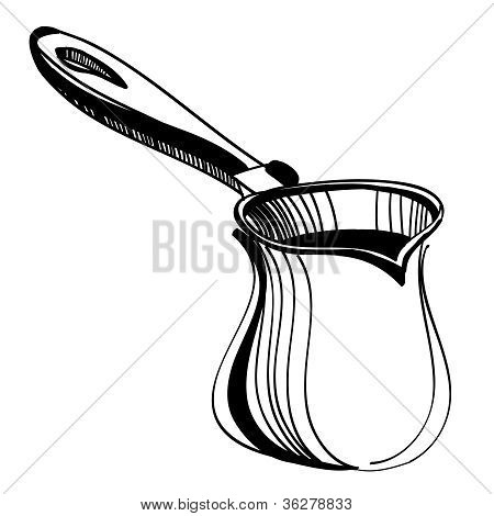 Mustavalkoinen luonnos Turkin Cezve