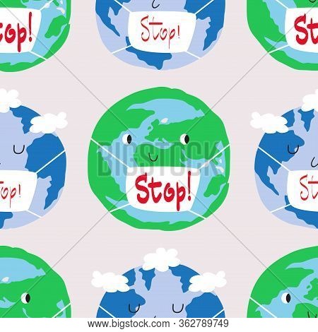 Seamless Pattern Epidemic Disease Concept.  Coronovirus Alert.  Epidemic, Pandemic  Disease Concept.