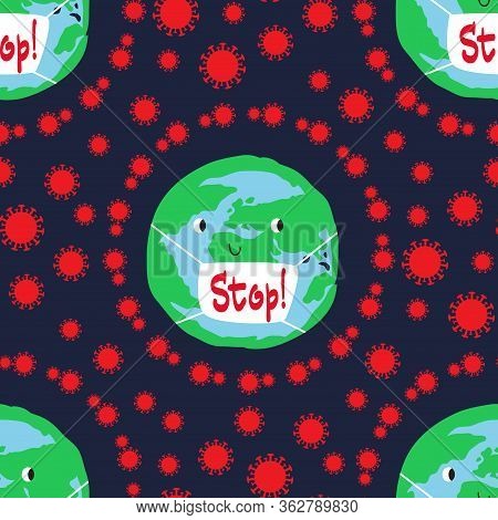 Seamless Pattern Epidemic Disease Concept.  Coronovirus Alert.  Epidemic, Pandemic  Disease Concept.