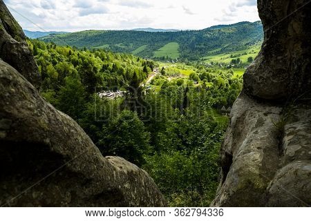 Urich Village,  Lviv Region, Ukraine, May 26, 2019, Museum Tustan Fortress, Truskavets,