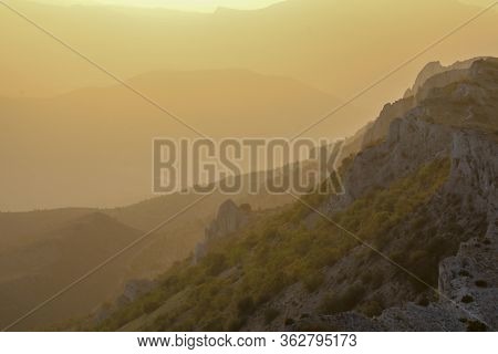 Sunrise In Aitana Mountain In Confrides.