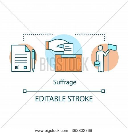 Suffrage Concept Icon. Elections Idea Thin Line Illustration. Right To Vote For Government Candidate