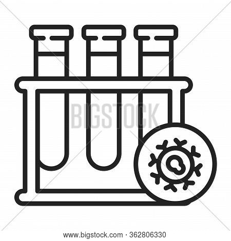 Blood In Test Tube Blackline Icon. Oncology Medical Research. Laboratory Diagnostics. Isolated Vecto