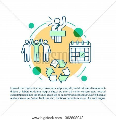Eco Meeting Article Page Vector Template. Sustainable Event. Earth Day. Environment Protection. Broc