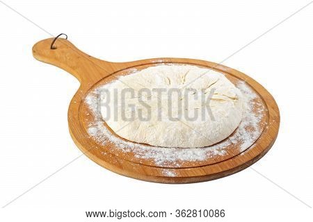 Dough For Georgian Traditional Food Khachapuri On A Wooden Dish On White