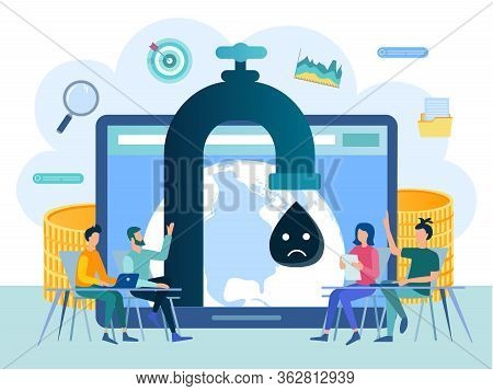 Workers Meeting, Oil Crisis, Opec Deal, Drop In Oil Prices Concept Vector Illustration.