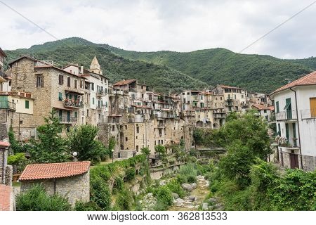 View Of The Rocchetta Nervina Sitano Village Within The Liguria Region - Italy