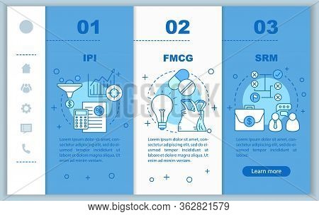 Industry Management Onboarding Mobile Web Pages Vector Template. Ipi, Fmcg, Srm. Responsive Smartpho