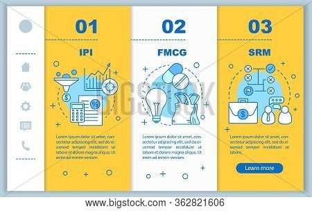 Industry Management Onboarding Mobile Web Pages Vector Template. Ipi, Fmcg, Srm. Responsive Smartpho
