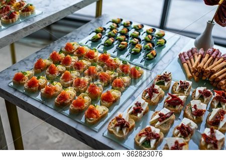 Aperitifs And Cold Appetizers, On The Buffet Table