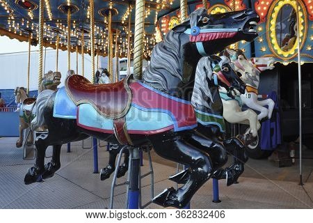 Carousel Ride At Canadian National Exhibition In Toronto, Ontario, Canada.