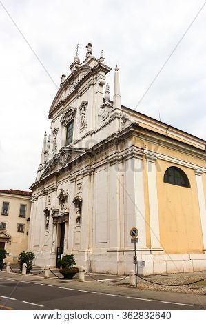 Brescia, Italy - Circa September 2018. Beautiful Architecture Of Catholic Church (chiesa Dei Santi F